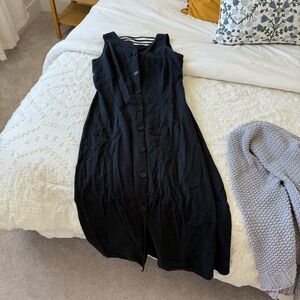 Elegant Black linen Sleeveless Dress